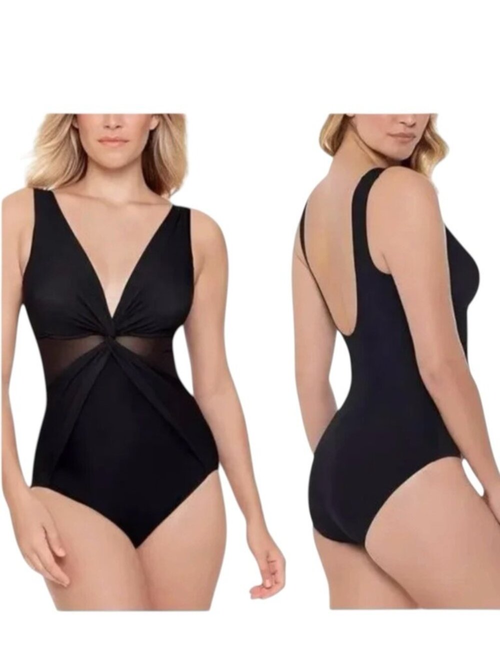 Miraclesuit Black Twist Fate Mesh One-Piece Swimsuit - XL / 14-16